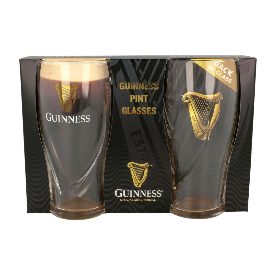 Guinness Pint Glasses - 20oz - 2 Pack - Official Merchandise