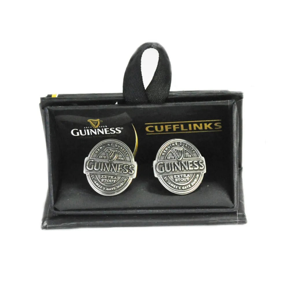 Guinness Label Cufflinks - Antique Silver