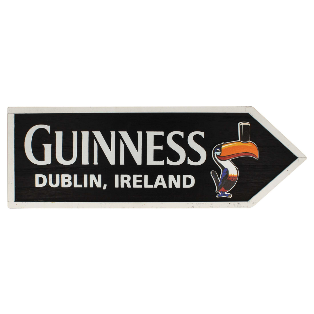 Guinness Wooden Road Sign With Iconic Toucan Design