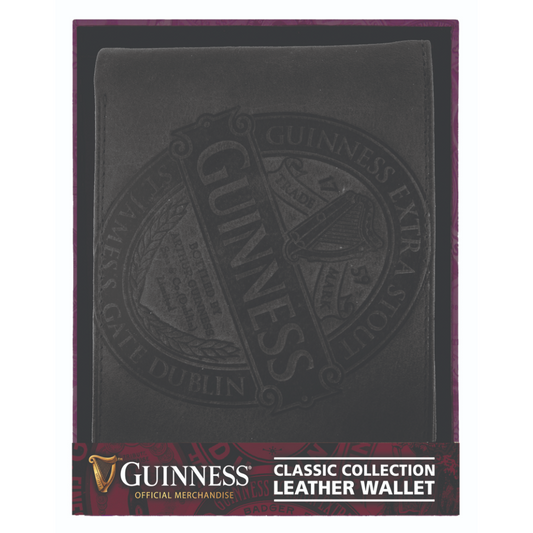 Guinness Black Leather Wallet With Classic Collection Label Design